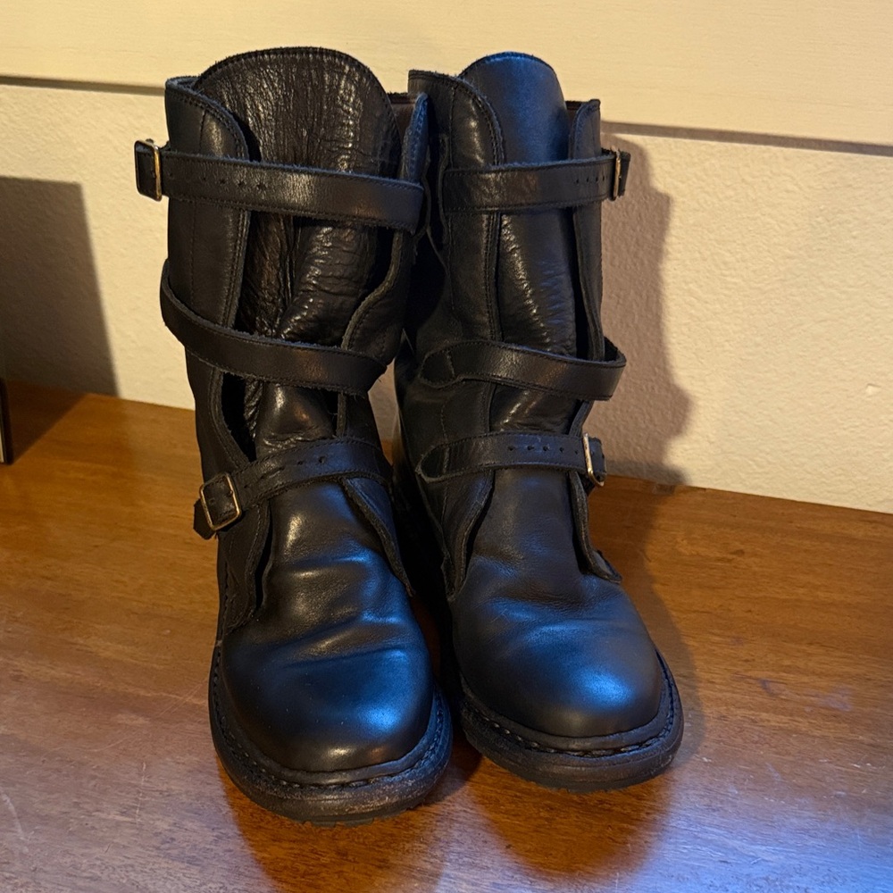 Burberry Black Leather Combat Boots